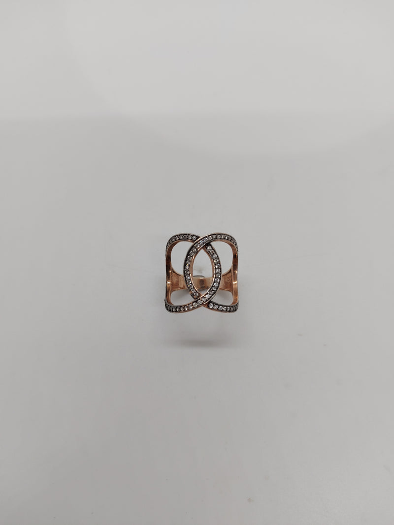 Juleo Jewellery - Cross Over Ring - 18ct Rose Gold Plated