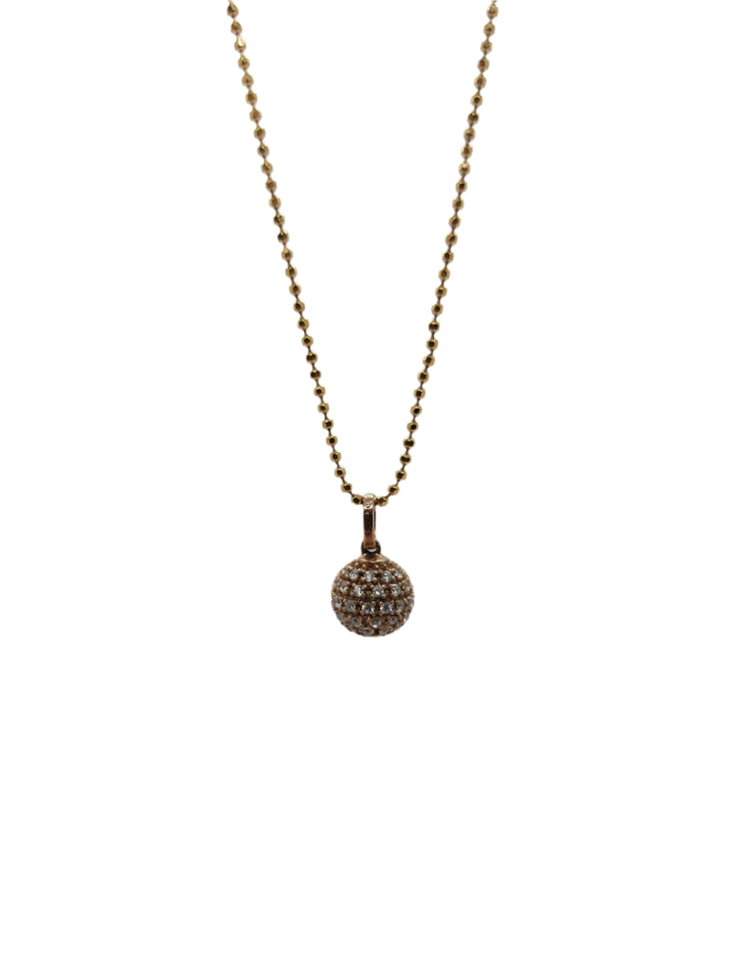 Juleo Jewellery - Pave Sphere Pendant Size 3 Necklace - 18ct Rose Gold Plated - 45cm