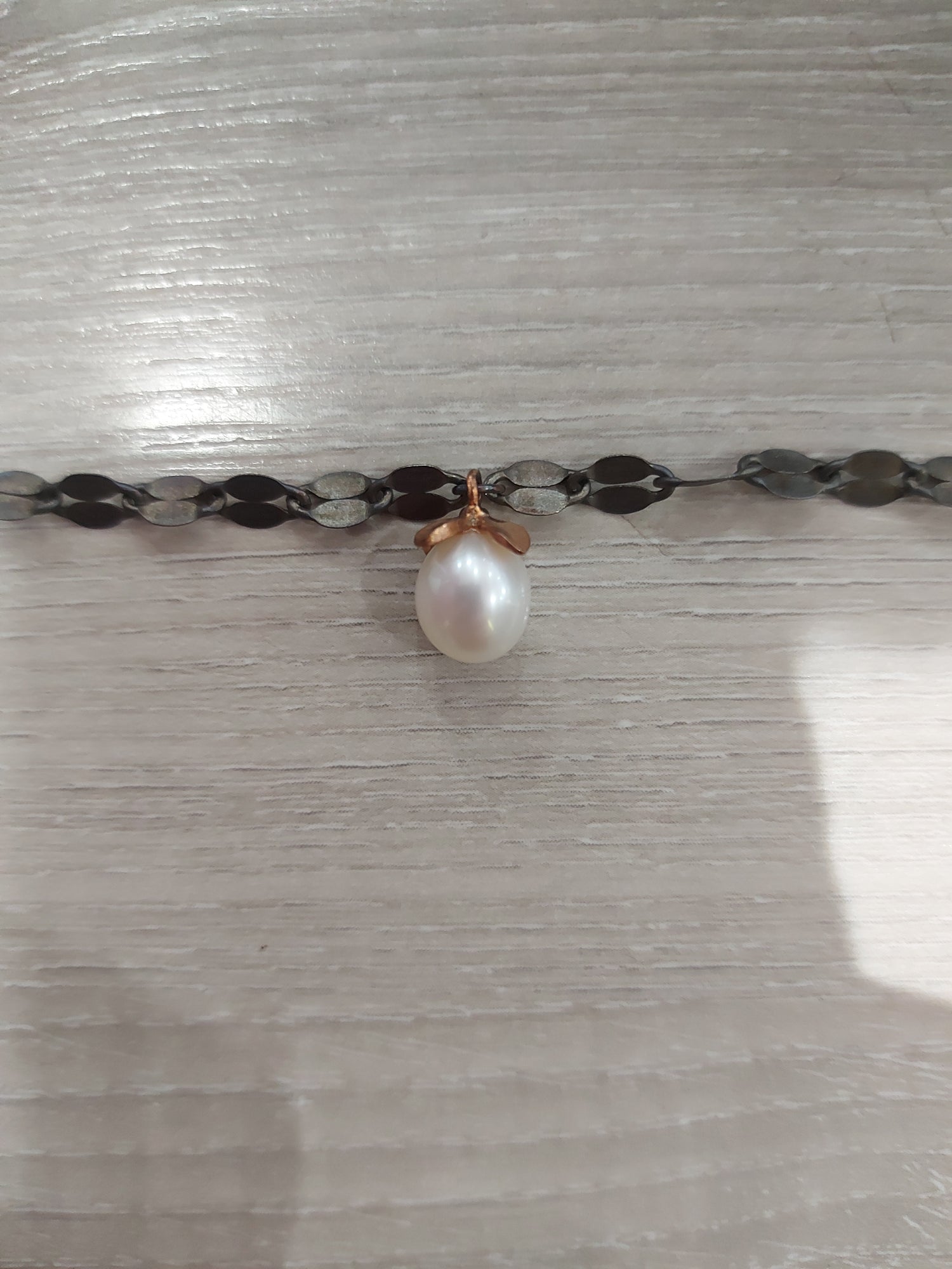 SAN Design - Oxidised Bracelet with Pearl - 19cm - Sterling Silver