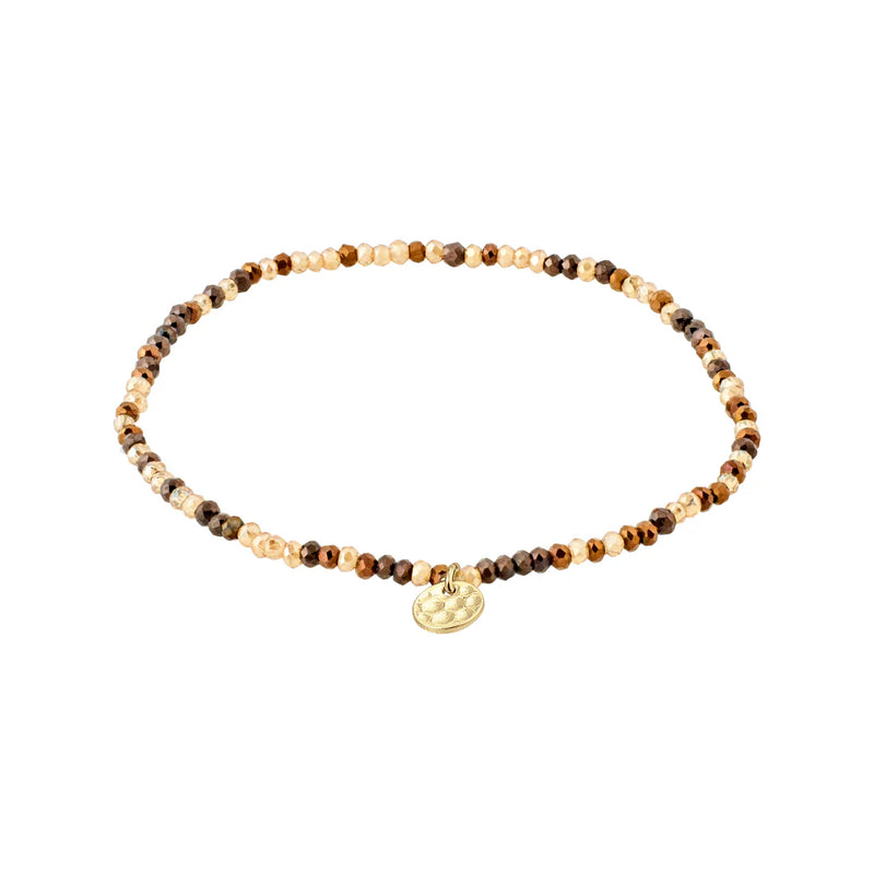 Bracelet - INDIE - Brown - Gold Plated