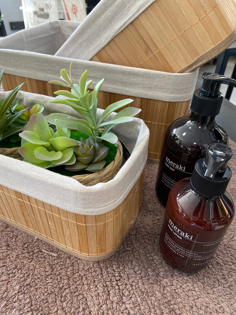 Basket - Lined - Bamboo - Natural - Medium