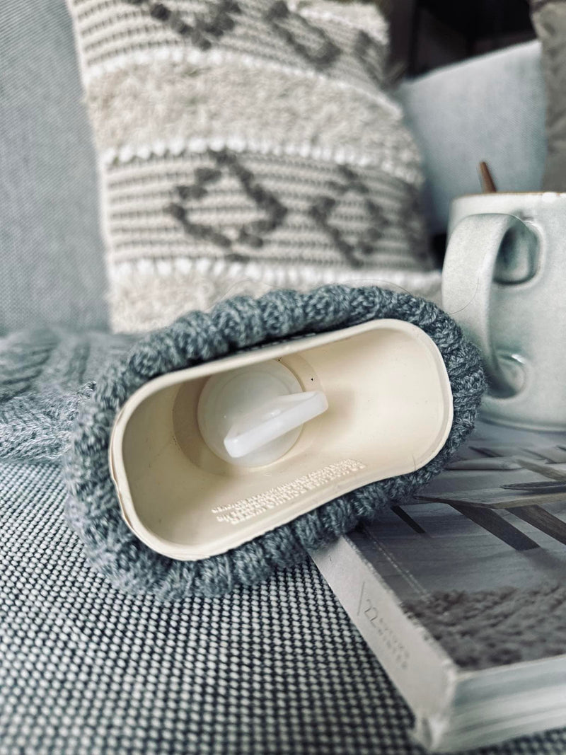Hot Water Bottle - Knitted - Grey