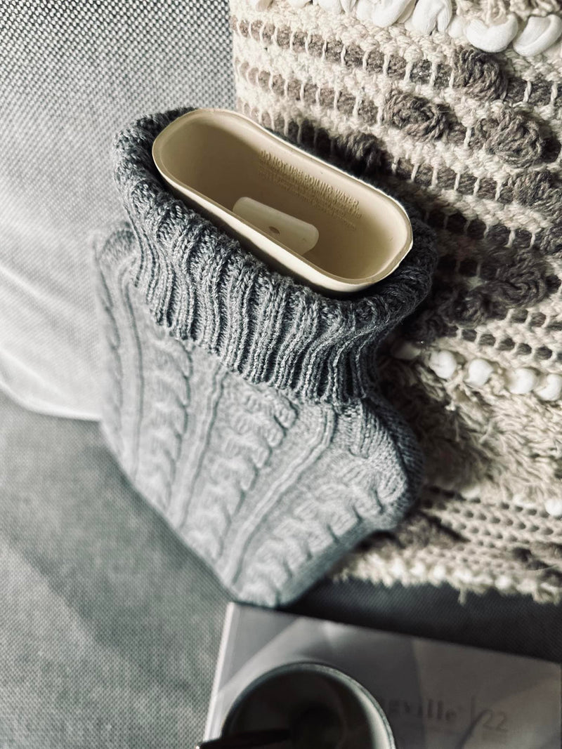 Hot Water Bottle - Knitted - Grey