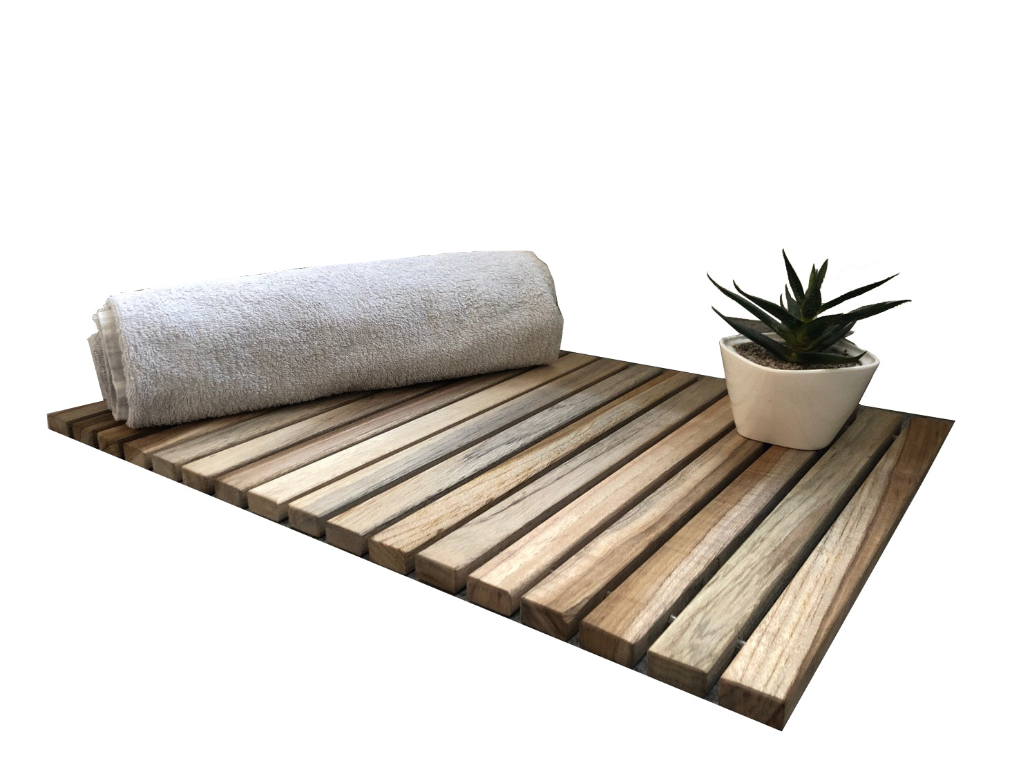 Teak Bath Mat - 40x60cm - Roll up