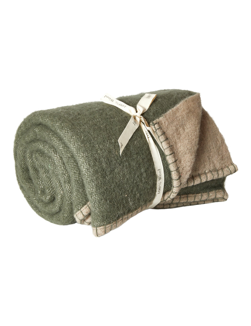 Throw  -  Olive/Grey - Pure Wool