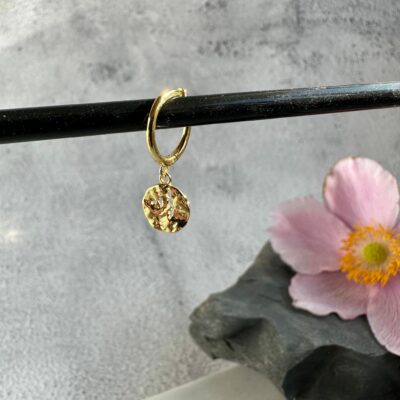 Small Hoop with Gold Indented Disc