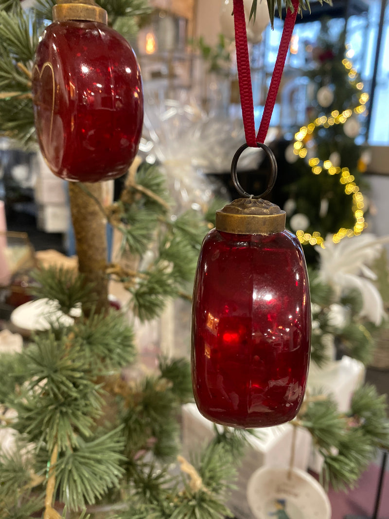 Bauble - Red with Gold - Glass