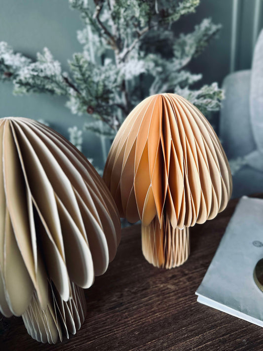 Mushroom Decoration- Paper - Ochre -  Round