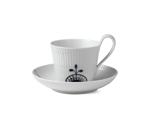 Cup & Saucer - 25Cl - Black Fluted - Mega