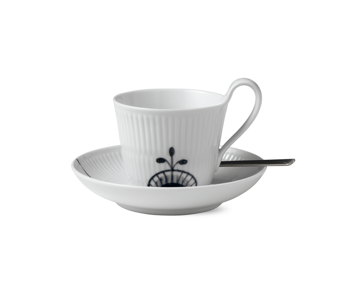 Cup & Saucer - 25Cl - Black Fluted - Mega