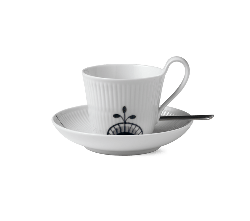 Cup & Saucer - 25Cl - Black Fluted - Mega