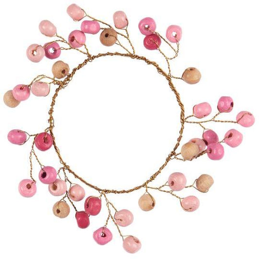 Napkin Ring - Pink Wooden Beads - Handmade