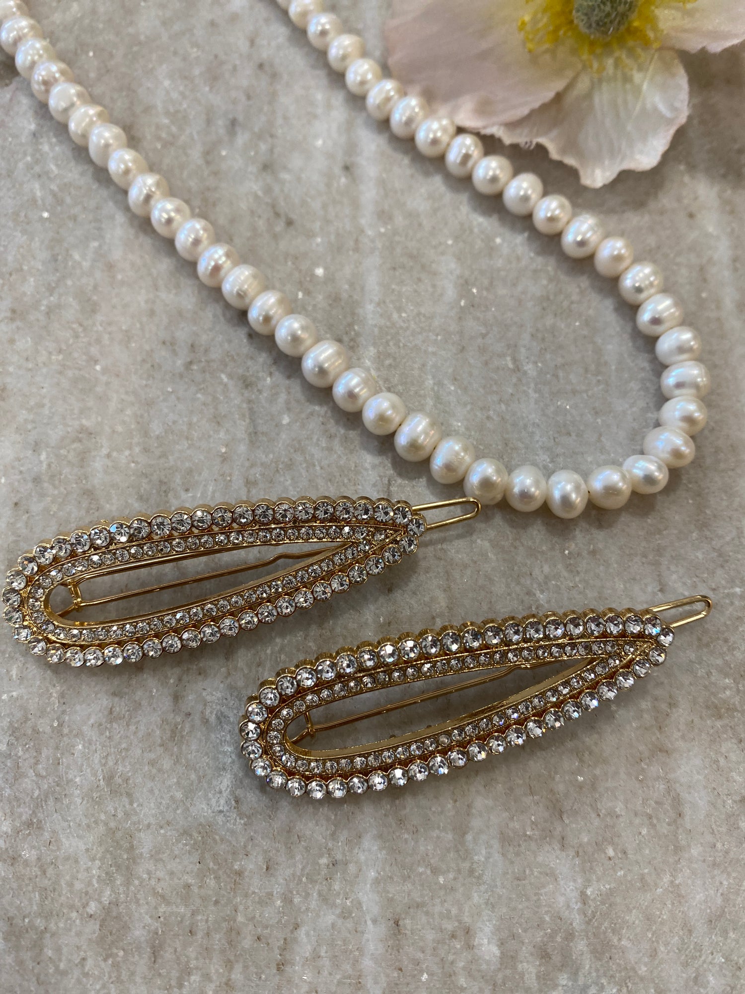 Hair Slide - Crystals - Gold Plated