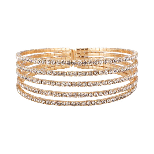 Silver/Gold and Crystal 5 tier bracelet
