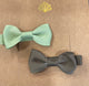 Hair Clips - Bow - Set/2 - LATTE / SOFT AQUA