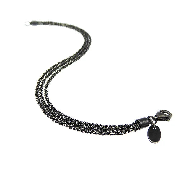 SAN DESIGN - 3 Row Diamond Cut Necklace- Oxidised finish