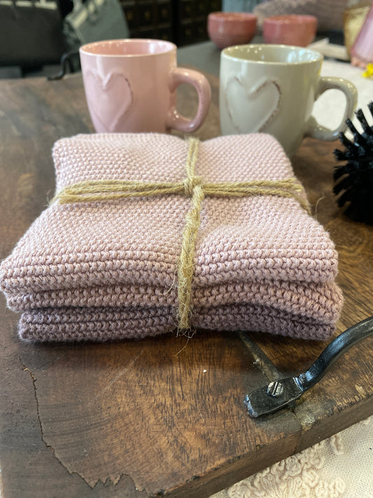 Dish  Cloth - Pink Tones - 100% Cotton - Set of 3