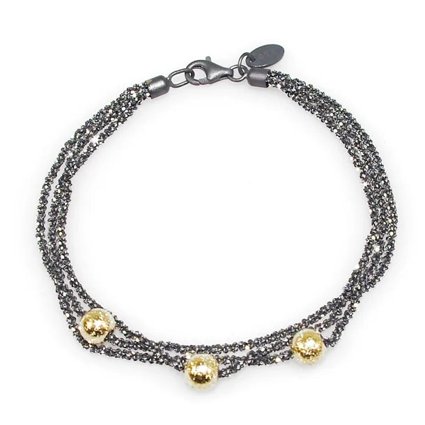 SAN Design - Black Necklace with Gold Charms