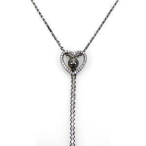 SAN Design - Heart Necklace with Cubic Zirconia - Rose and Black Rhodium Plated - 80cm