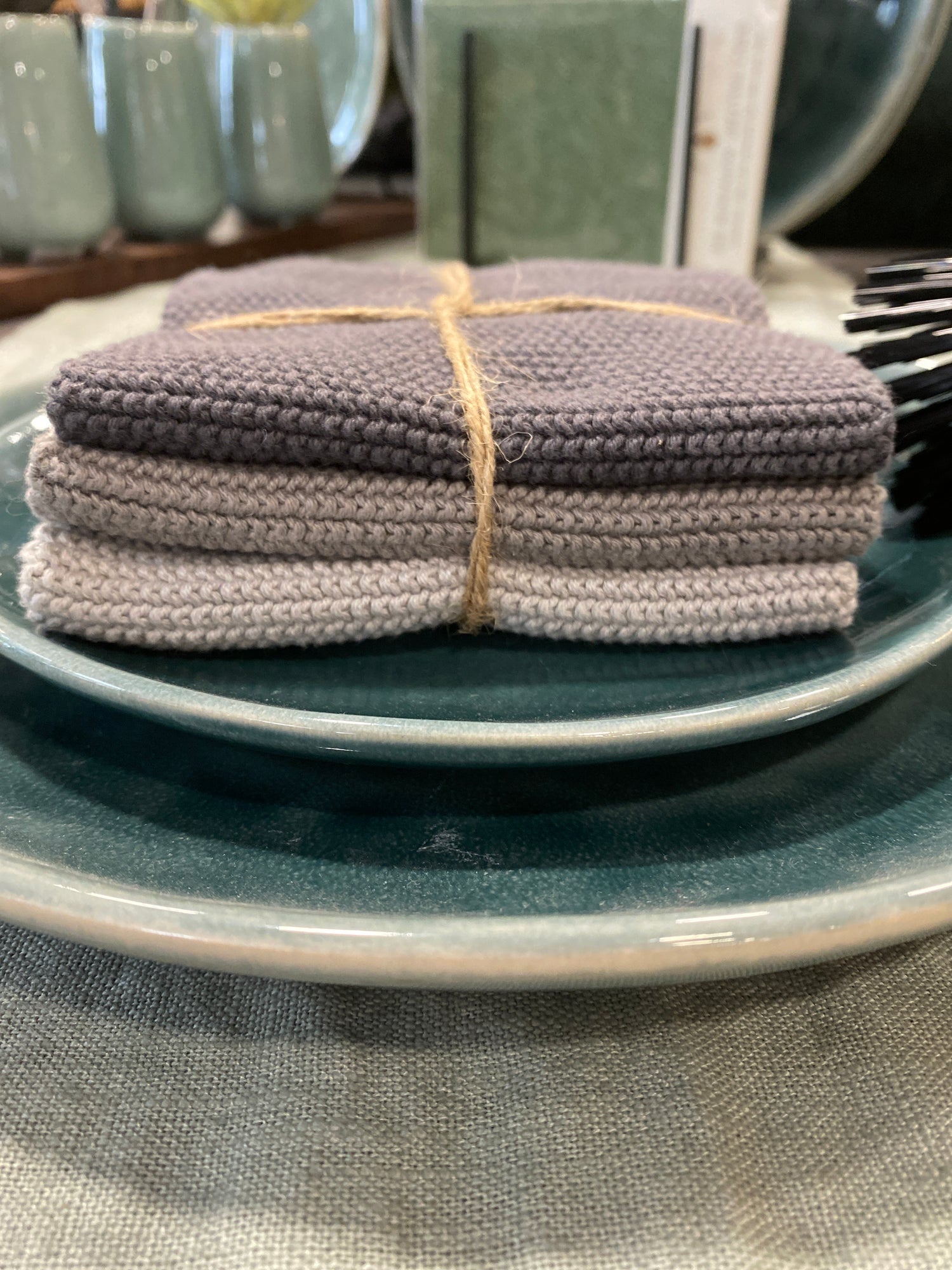 Dish Cloth - 100% Cotton - Grey Tones - Set of 3