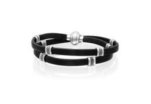 SIF JAKOBS- Arezzo Uomo Collection Leather Bracelet - Stainless Steel