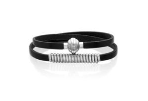 SIF JAKOBS- Arezzo Uomo Collection Black Leather Bracelet - High quality Stainless Steel