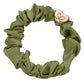 Hair Scrunchie - Silk -HEART  OLIVE GREEN/G