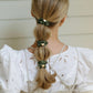 Hair Scrunchie - Silk -HEART  OLIVE GREEN/G