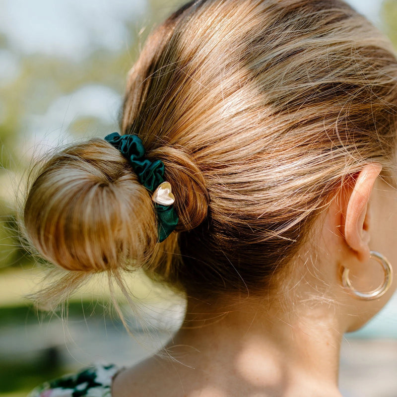 Hair Scrunchie - Silk - HEART CHIVE GREEN/G