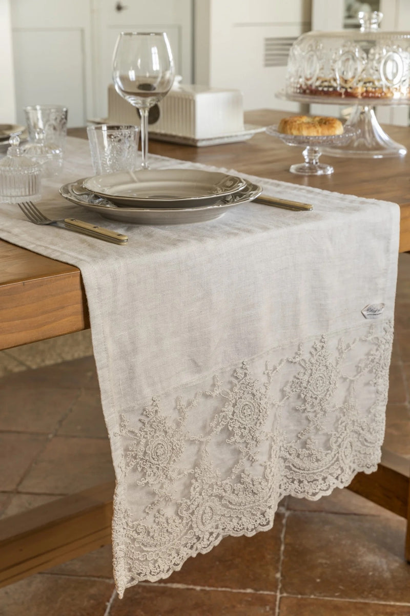 Runner Linen Embroidered 40x140 cm - Intarsio Corinzio