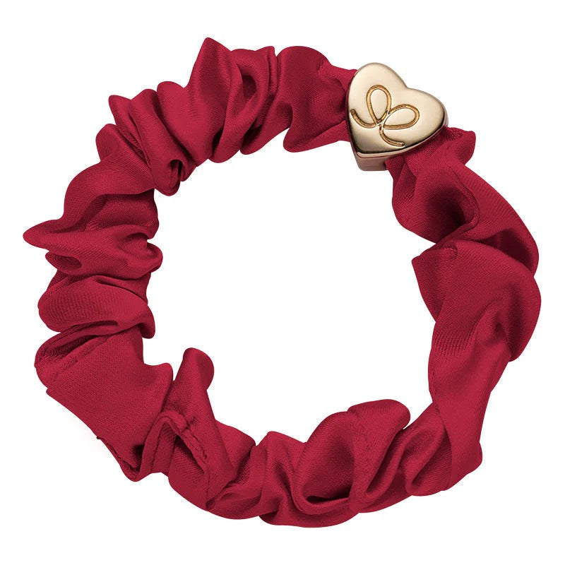 Hair Scrunchie - Silk - HEART BURGUNDY/G