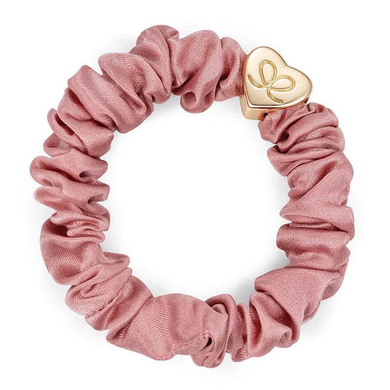 Hair Scrunchie - Silk - HEART CHAMPAGNE PINK/G