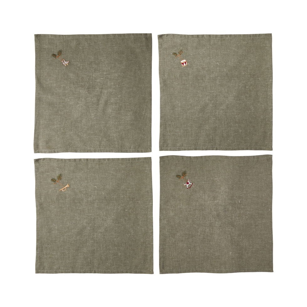 Christmas Napkin Linen - Set/4 - Fabric