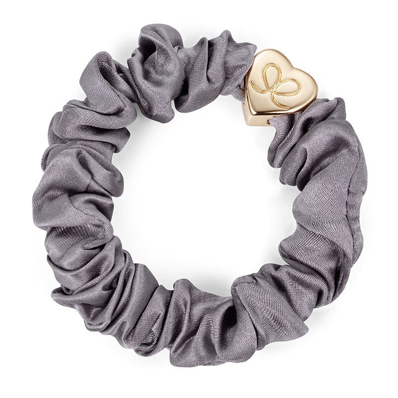 Hair Scrunchie - Silk - HEART GREY/G