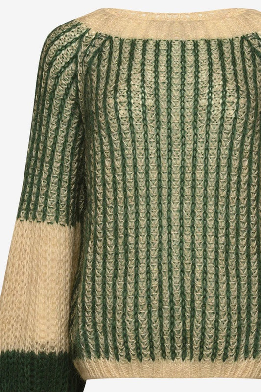 Jumper - LIANA Knit -Beige / Bottlegreen