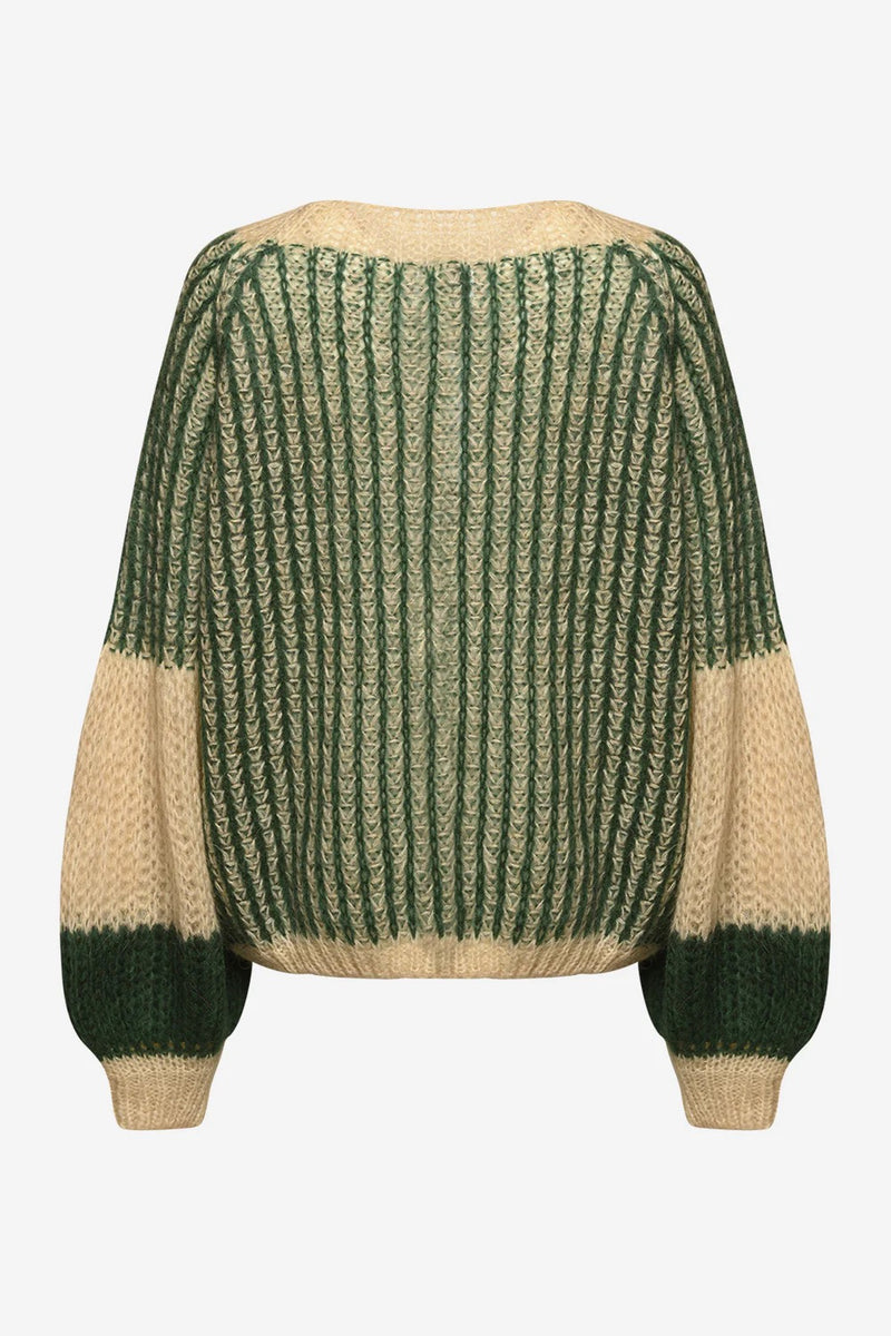 Jumper - LIANA Knit -Beige / Bottlegreen