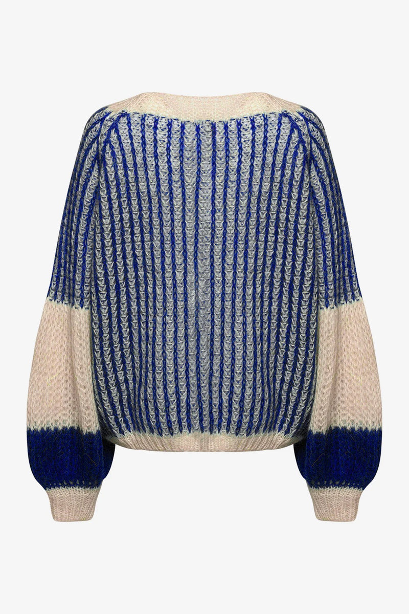 Jumper - LIANA Knit -Cream / Cobalt Blue