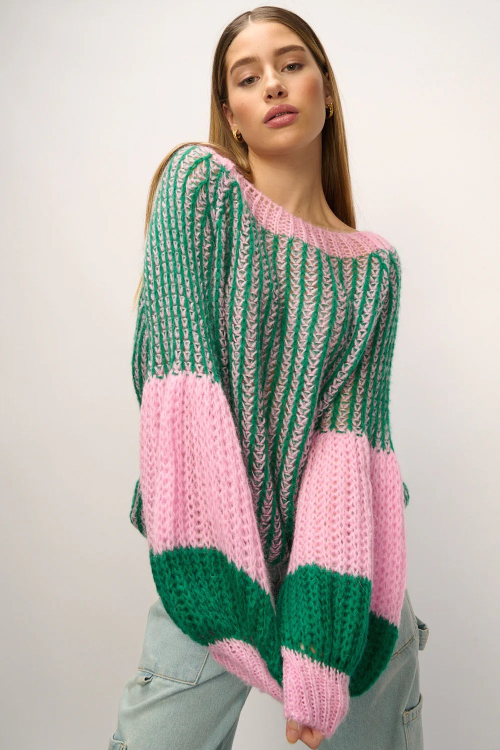 Jumper - LIANA Knit -Green / Bubblegum