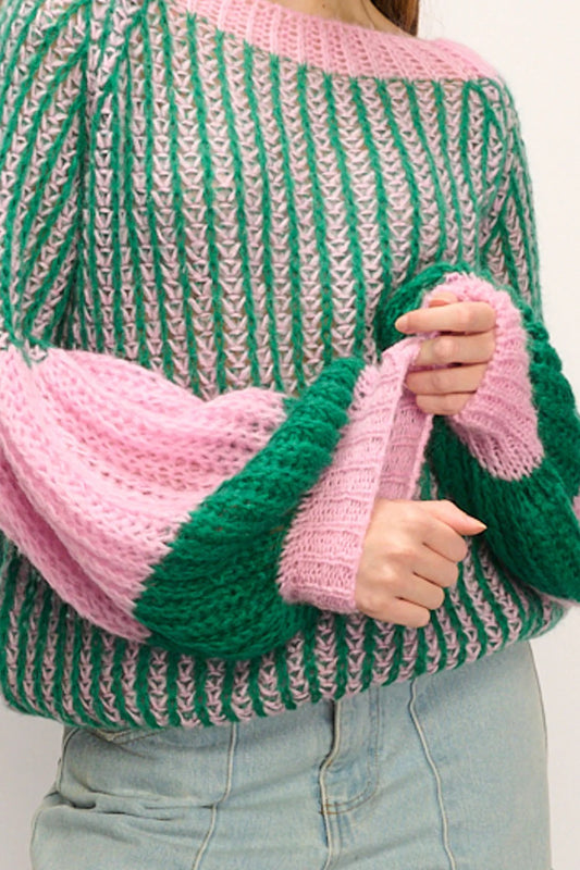 Jumper - LIANA Knit -Green / Bubblegum