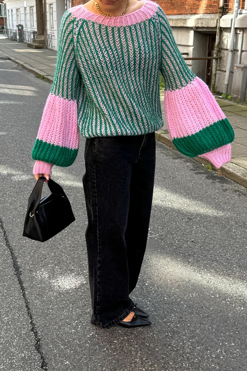 Jumper - LIANA Knit -Green / Bubblegum