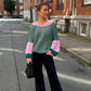 Jumper - LIANA Knit -Green / Bubblegum