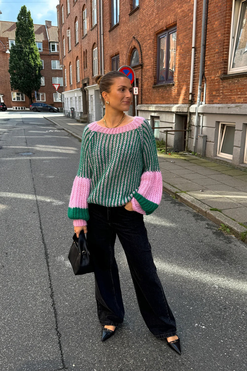 Jumper - LIANA Knit -Green / Bubblegum