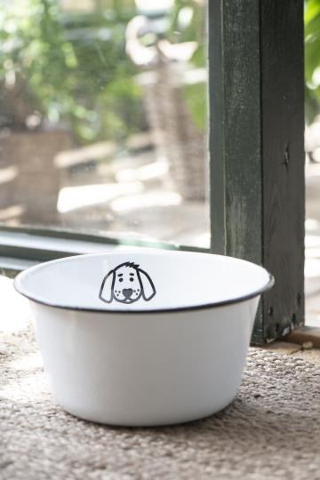 Dog Bowl - Enamel - Large - White