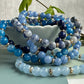 Bracelet - Natural Stones With Golden Spacers - Denim Blue