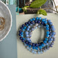 Bracelet - Natural Stones With Golden Spacers - Denim Blue