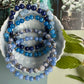 Bracelet - Natural Stones With Golden Spacers - Denim Blue