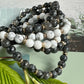 Bracelet - Natural Stones With Golden Spacers - Dark Grey/Black