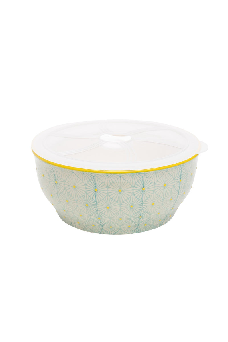 Bowl Salat With Lid Large -  Aqua / Yellow