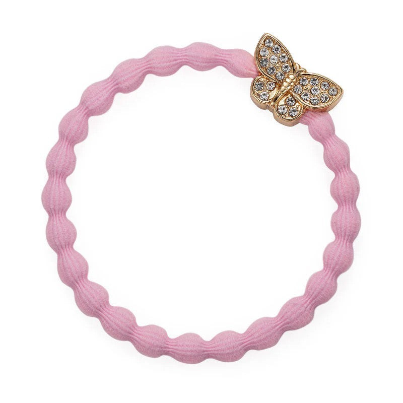 Hair Tie  - Gold Bling Butterfly - Ballet Pink