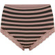 ISA Stripe Midi Knickers with lace - Nero/Rosa Antico